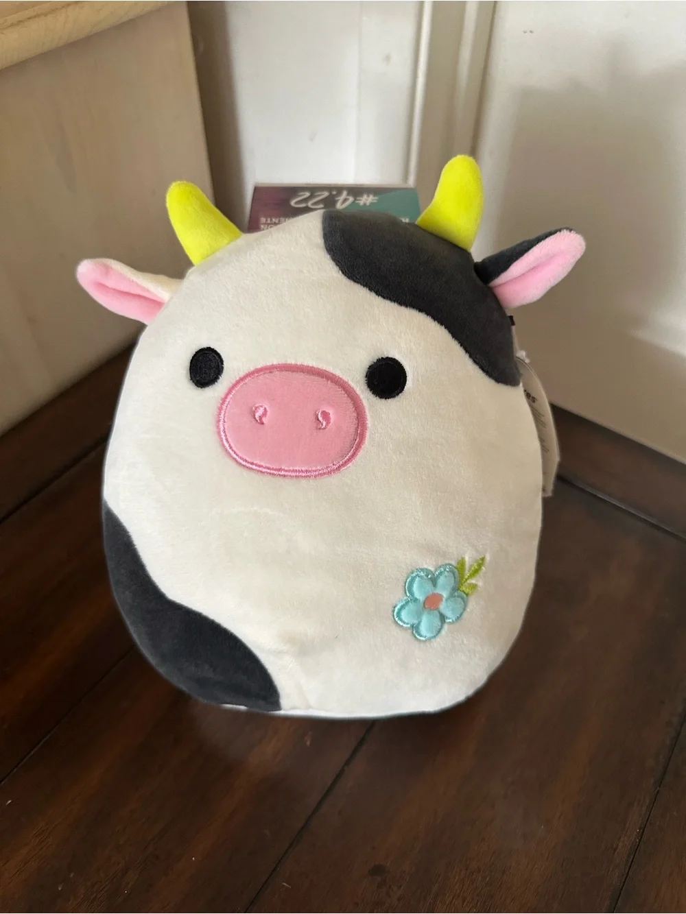 Squishmallows Cow Plush Accessory - White, Black, Pink & Yellow